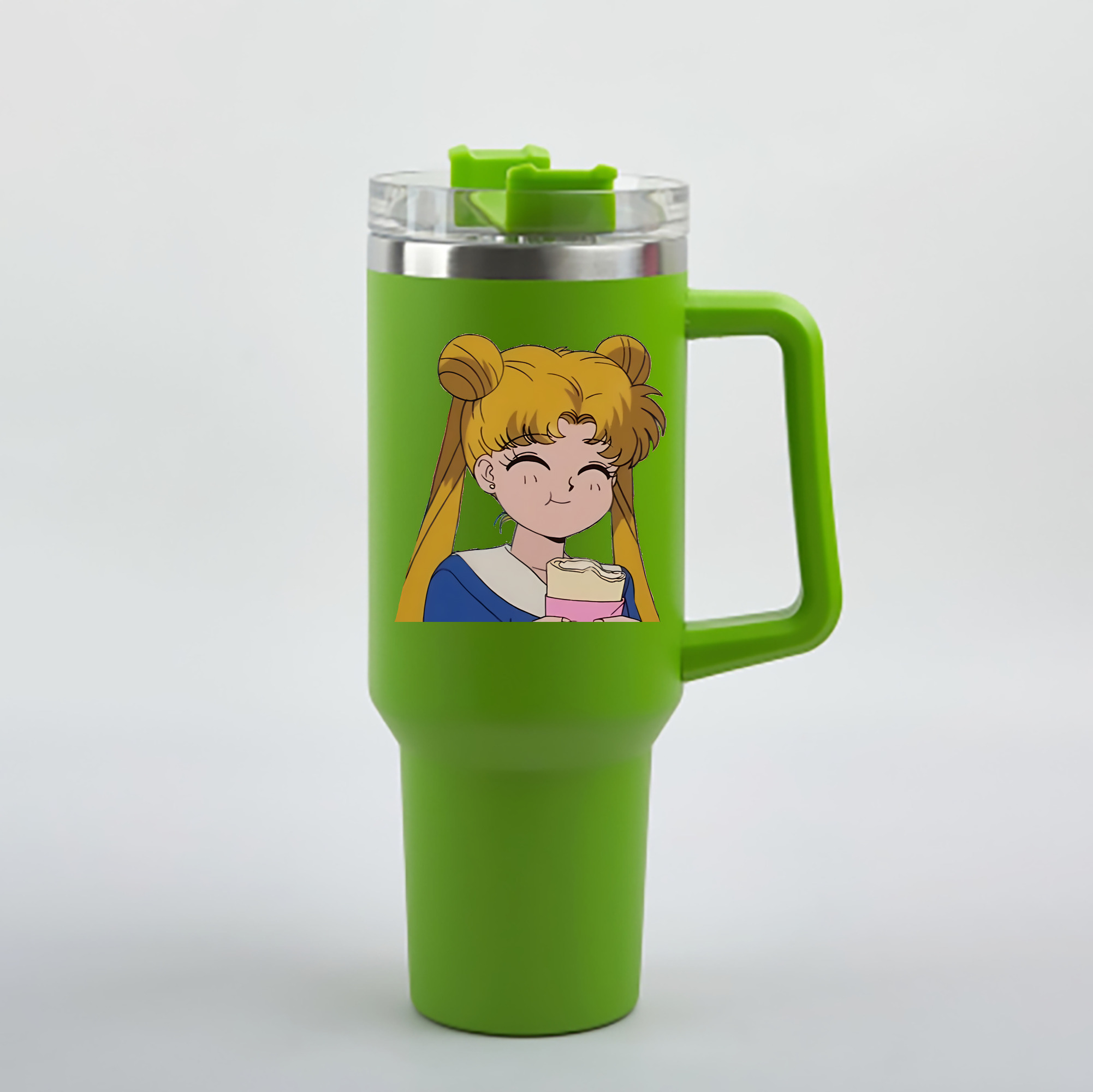 （画像用） 美少女戦士セーラームーン 愛野 美奈子 あいの みなこ Sailor Moon Aino Minako 1200mL車用タンブラー - クリスタルステッカー（プラスチックストロー付き）